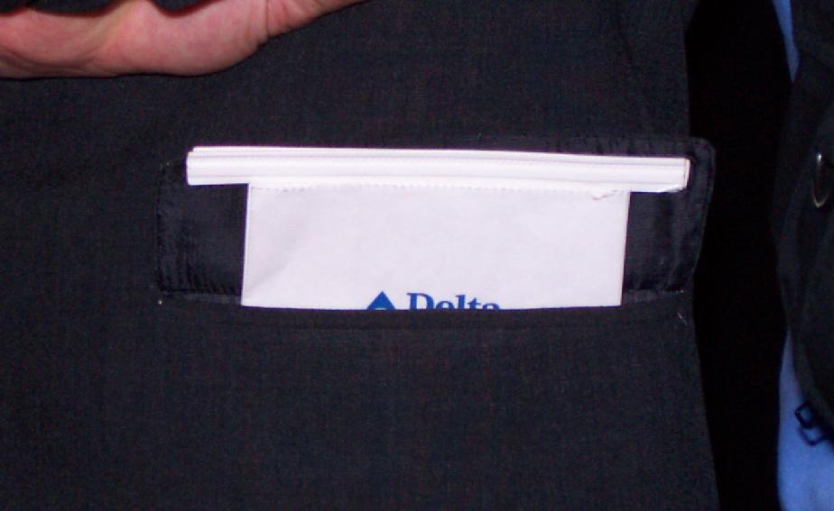 Sickbag in a pocket at a wedding sickbag in pocket