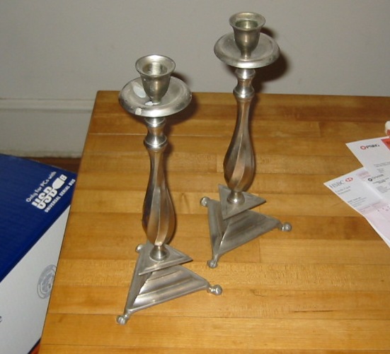 Pewter candlesticks
